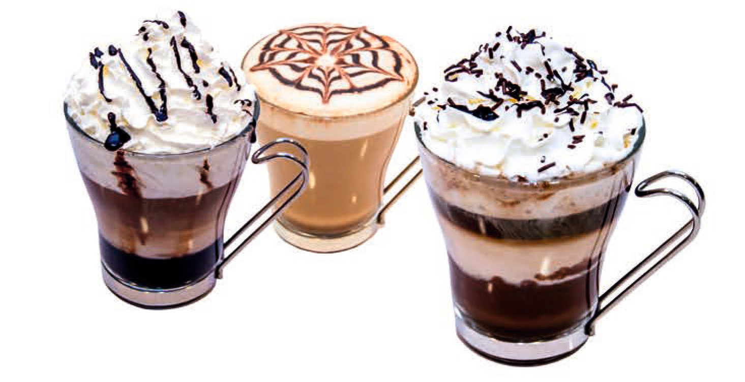 Foto de tres cafés especiales Cafelatte